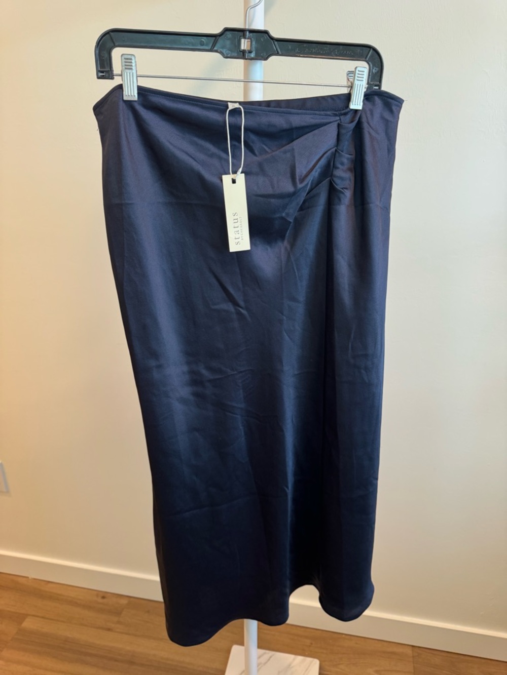Midnight Satin Midi Skirt